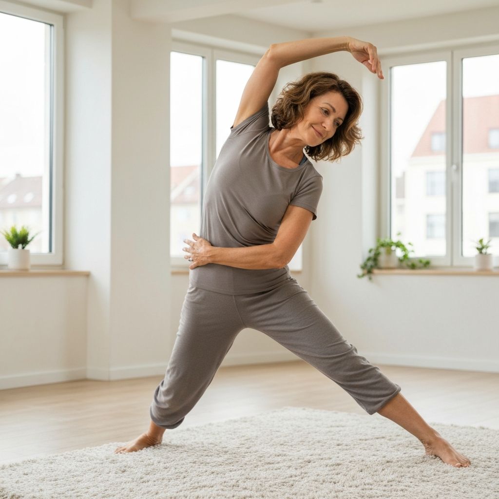 Person practicing gentle yoga stretches